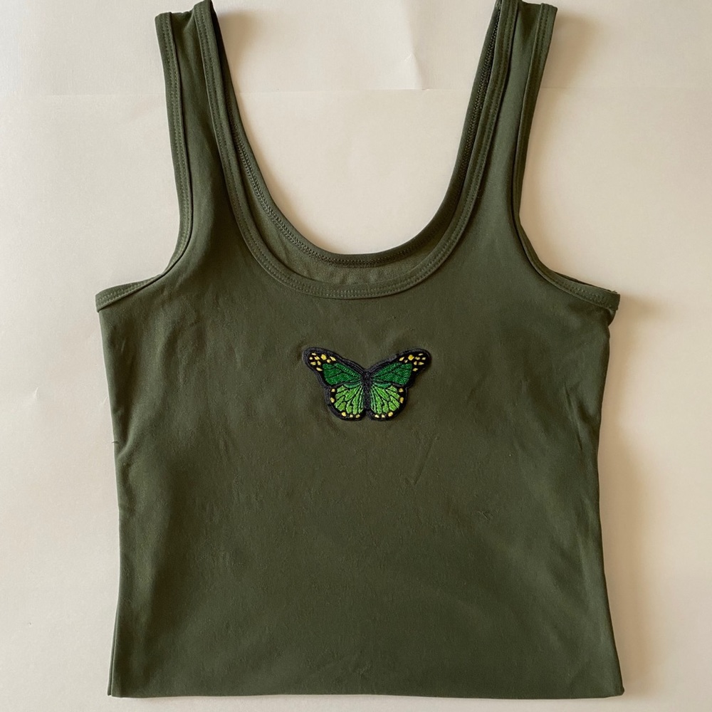 Green butterfly top